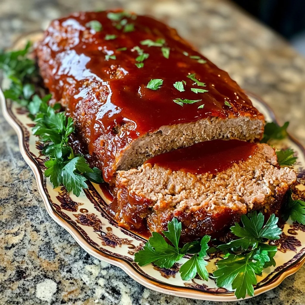 Deliciously baked turkey meatloaf served with a side of vegetables