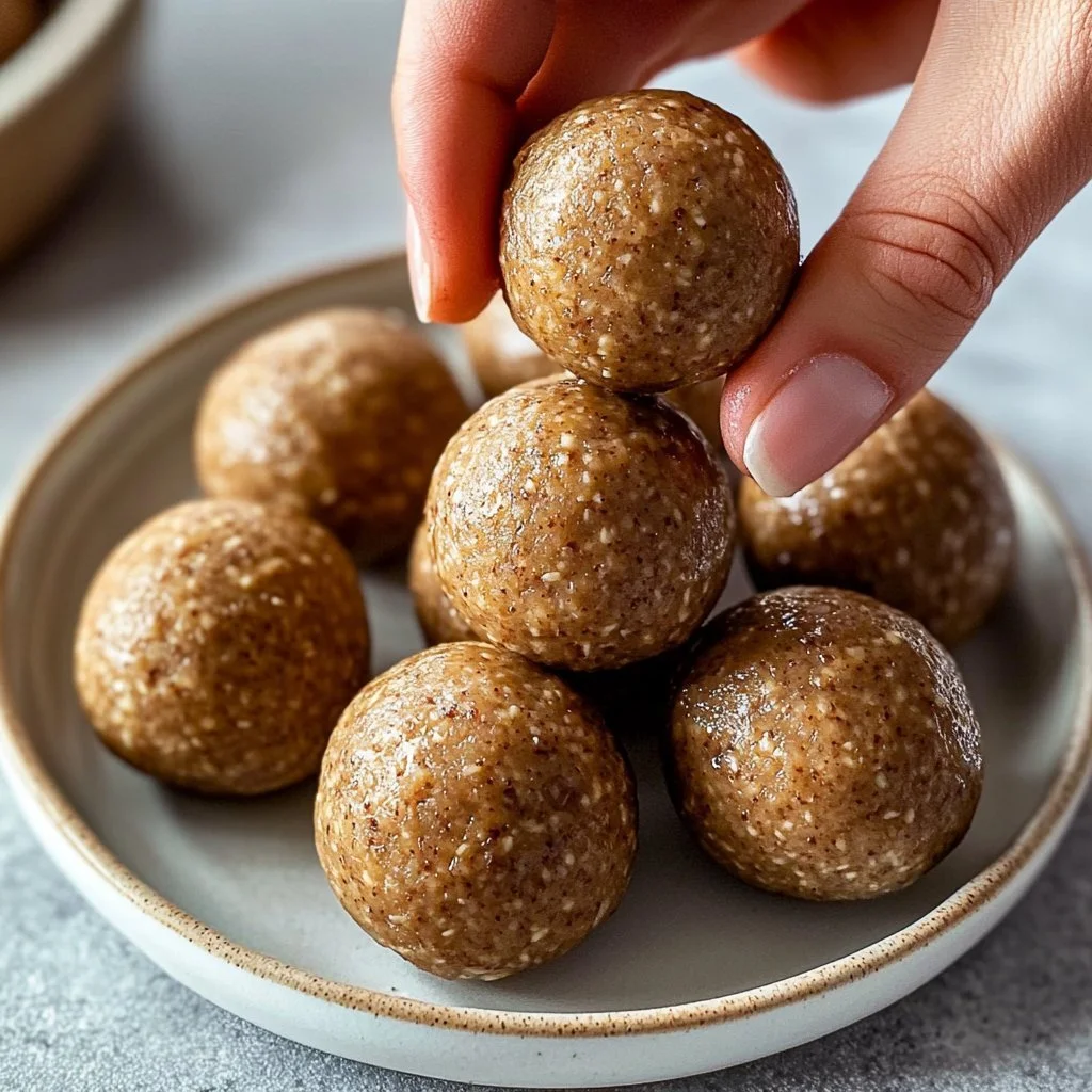 3-ingredient almond butter protein balls ready to enjoy as a healthy snack.