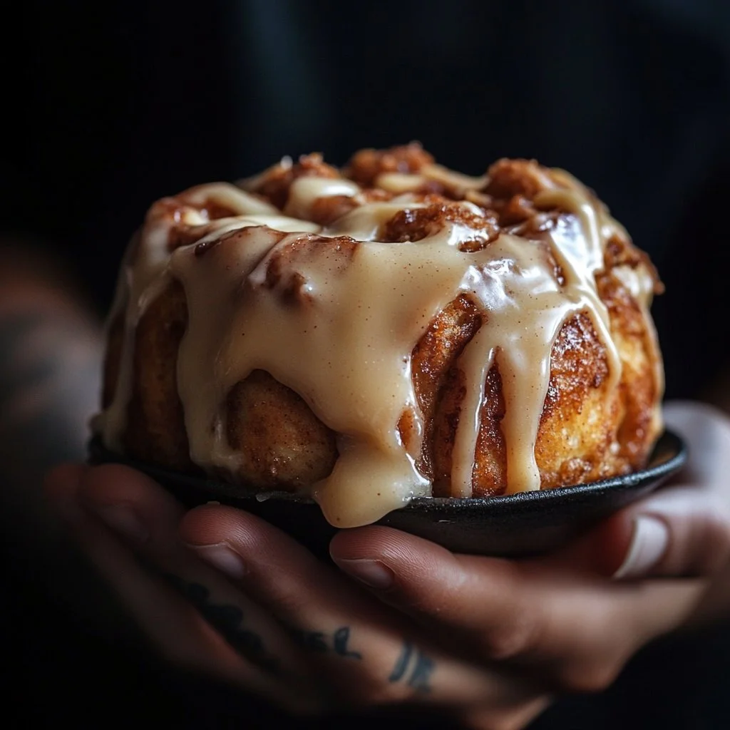 Delicious blonde cinnamon rolls topped with creamy frosting