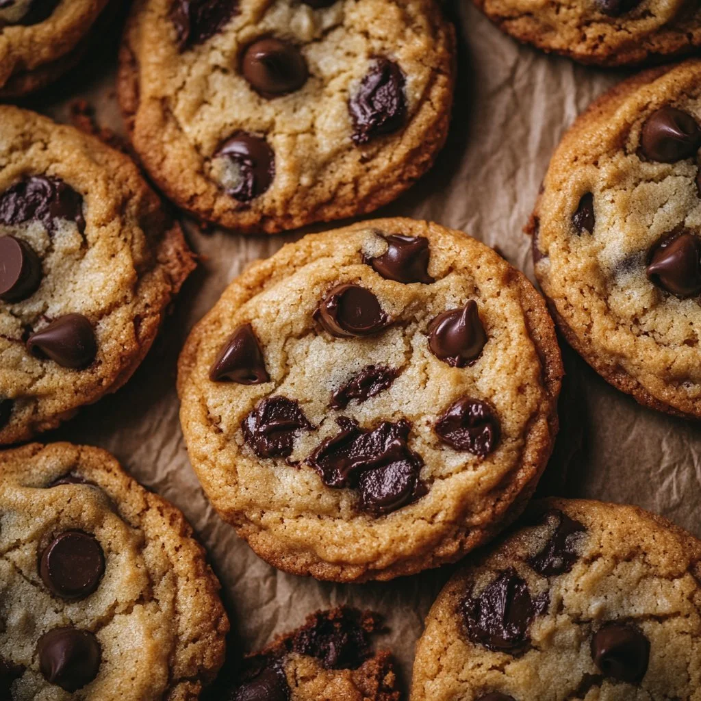Delicious brown butter sourdough discard chocolate chip cookies on a plate