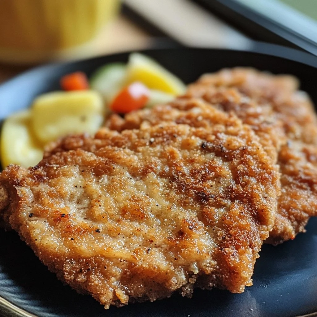 Plate of Chicken-Fried Venison Steak garnished with herbs and gravy