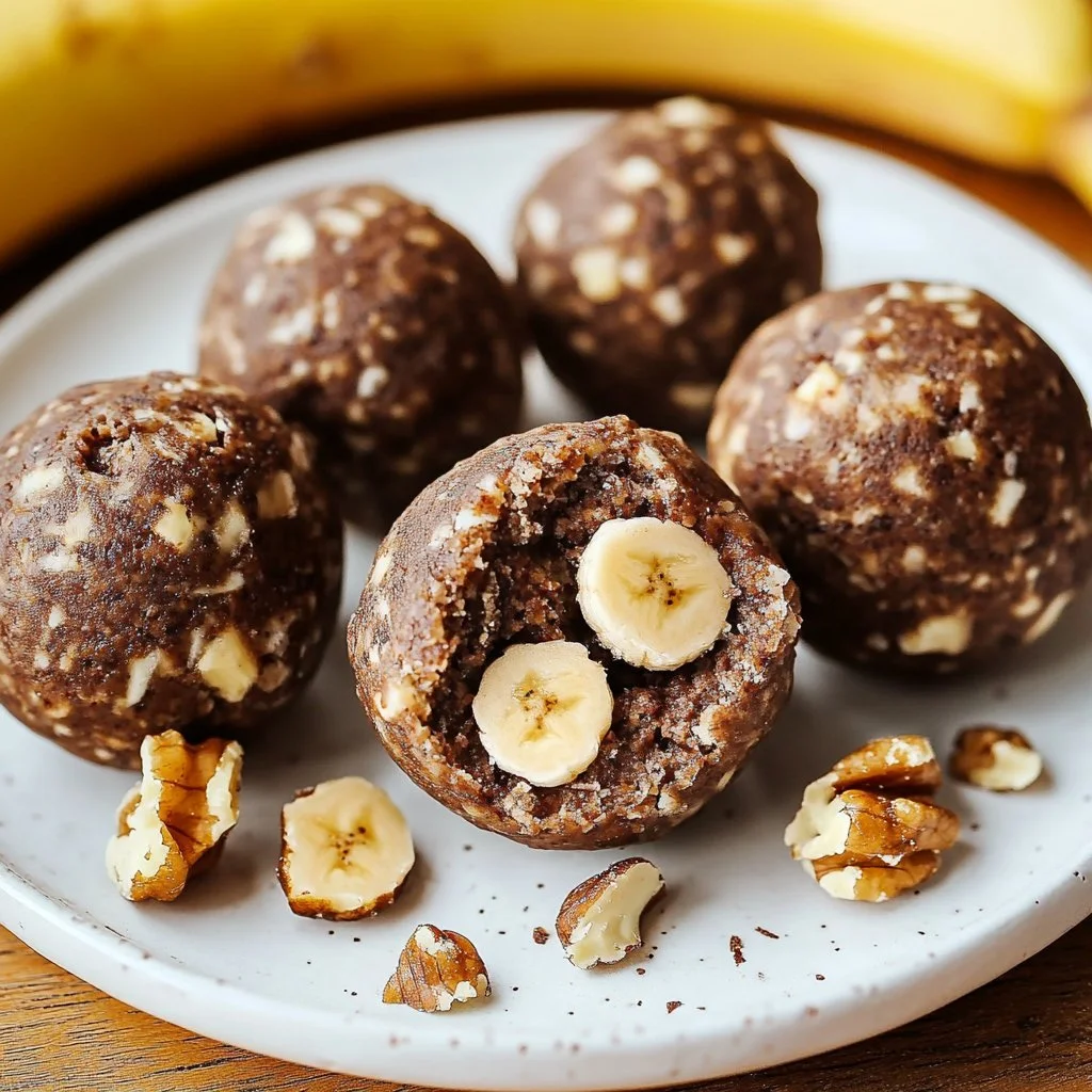 Chunky Monkey Protein Balls made with peanut butter, banana, and chocolate.