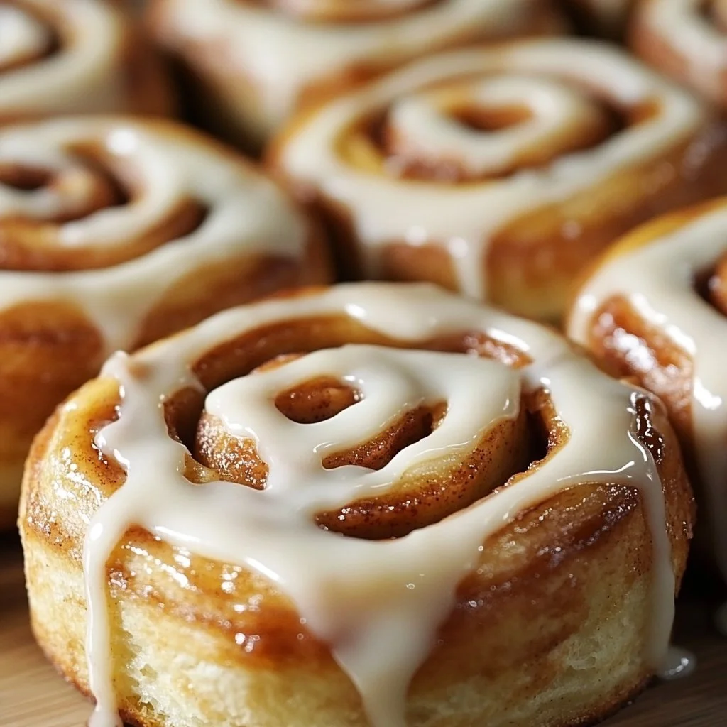 Delicious cinnamon apple rolls fresh out of the oven, topped with icing.
