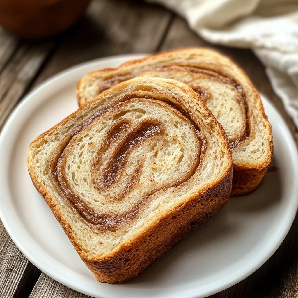 Freshly baked cinnamon brown sugar sourdough bread with a golden crust