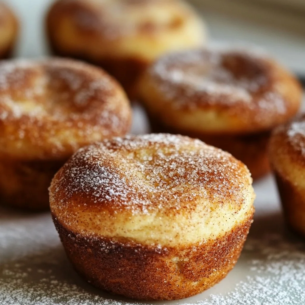 Freshly baked Cinnamon Sourdough Muffins topped with cinnamon sugar