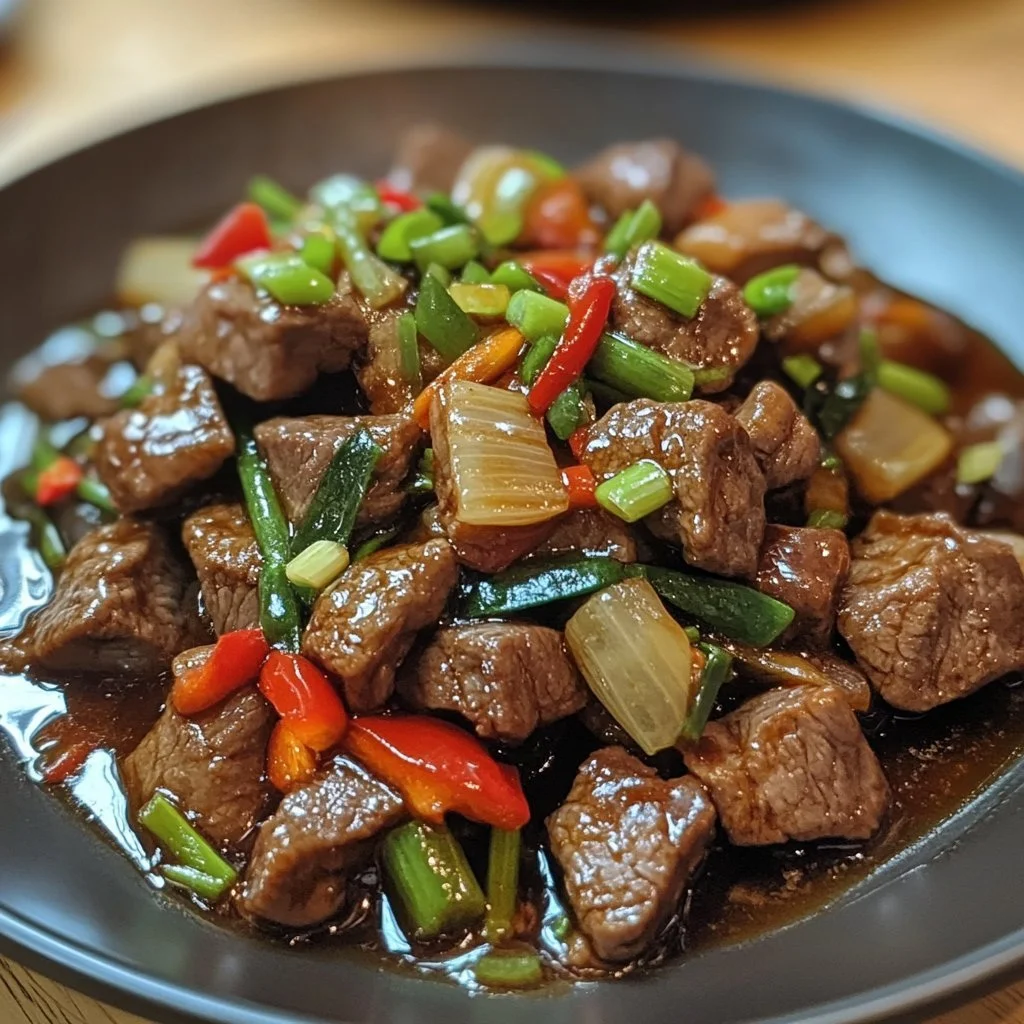 Plate of Crying Tiger Beef with herbs and dipping sauce