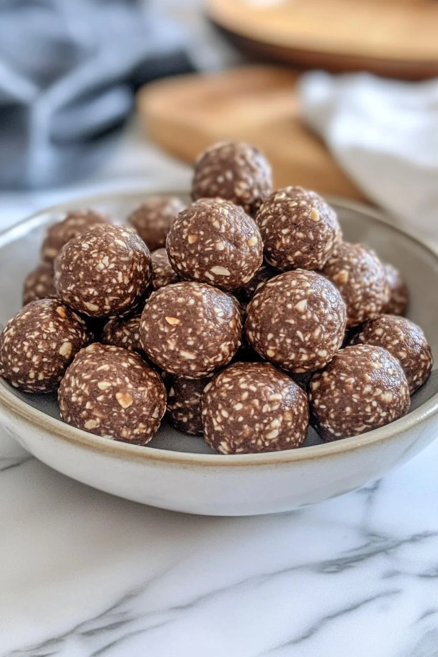 Easy No-Bake Chocolate Peanut Butter Protein Balls