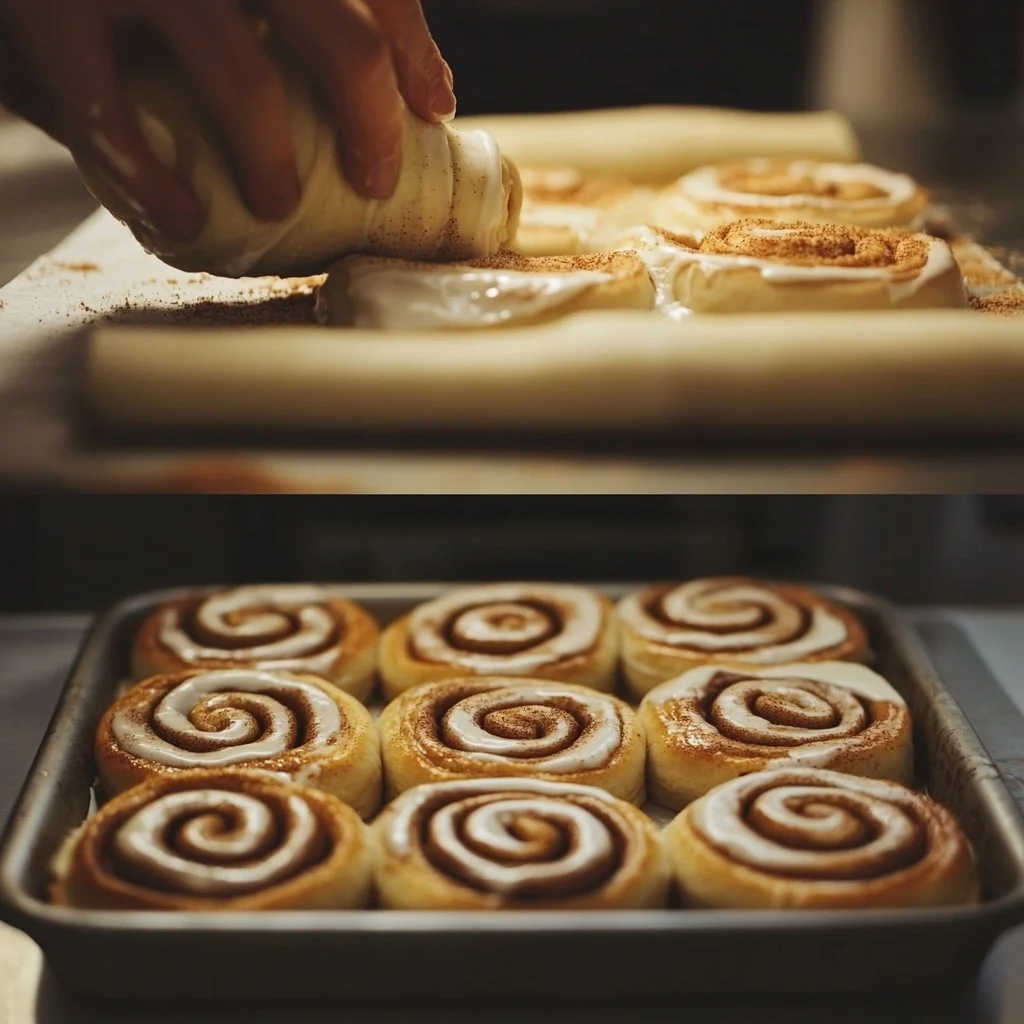 Fluffy small batch cinnamon rolls fresh out of the oven