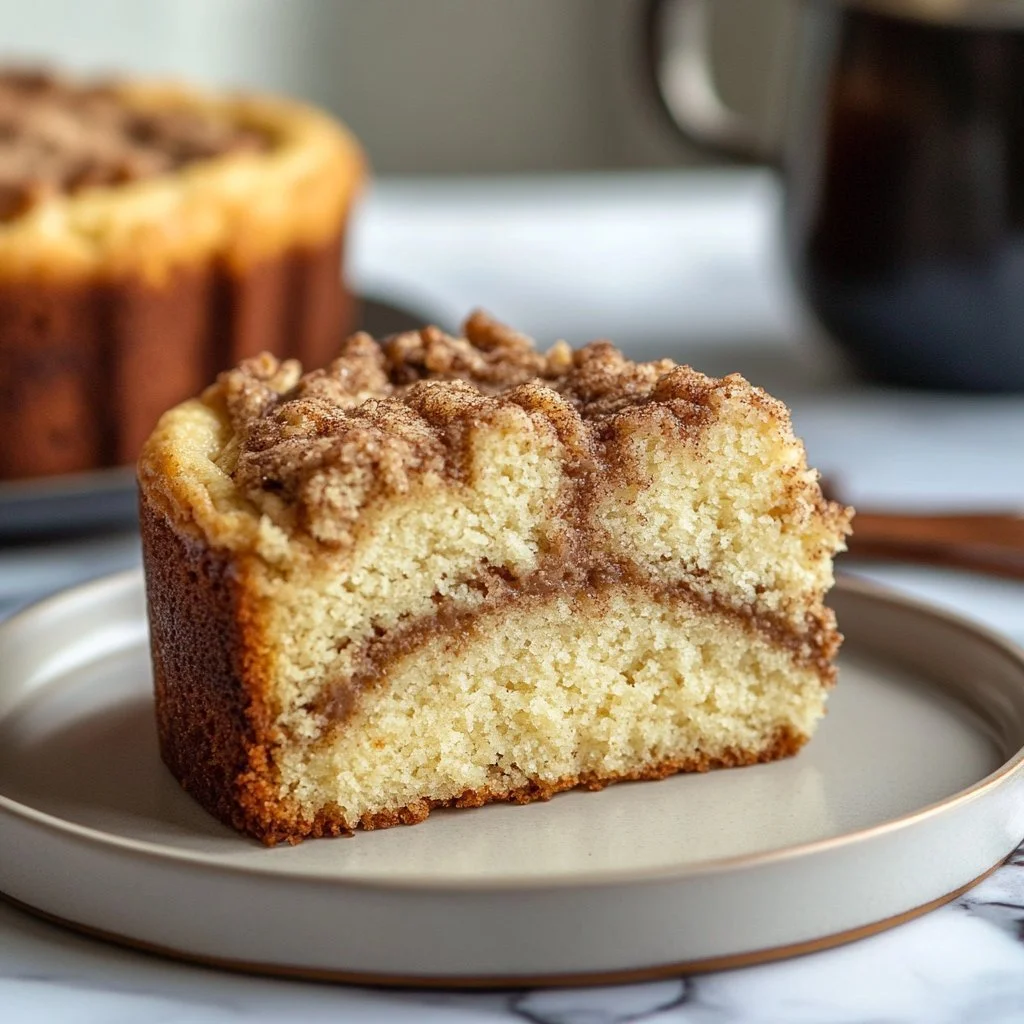 Irresistible sourdough coffee cake topped with crumbly streusel
