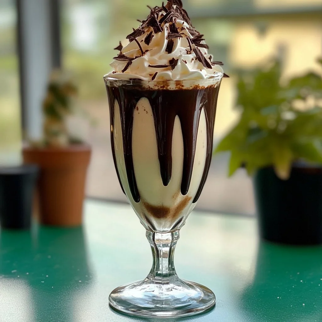 Delicious Kinder Bueno Milkshake topped with chocolate and whipped cream