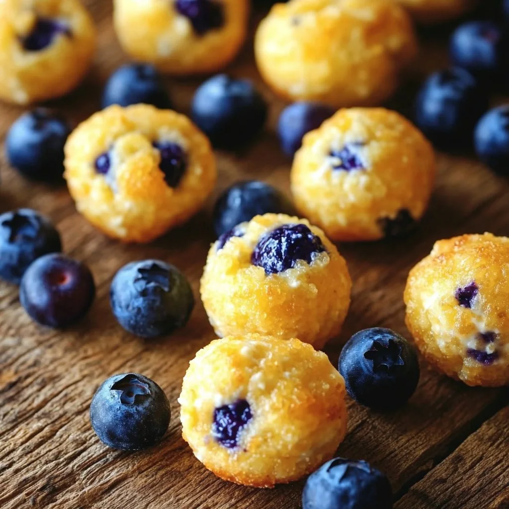Lemon Blueberry Cottage Cheese Protein Bites on a plate