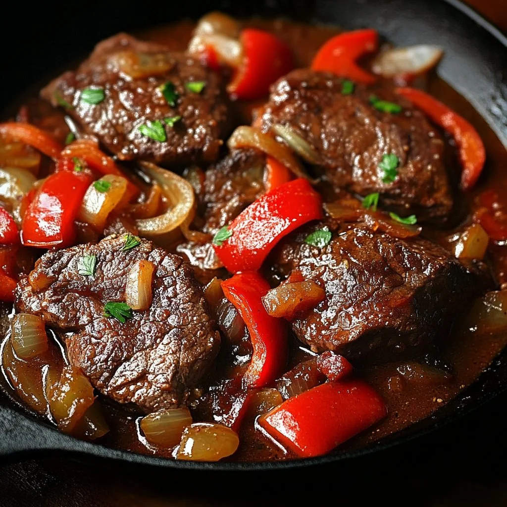 Delicious old-fashioned Swiss steak served with vegetables and gravy.