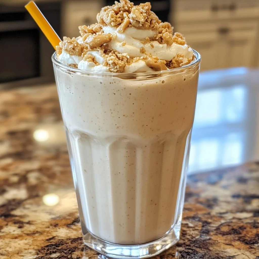Delicious Peanut Butter Milkshake topped with whipped cream and chocolate drizzle