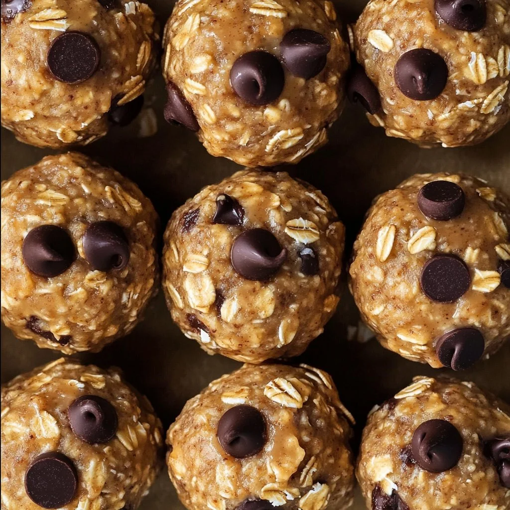 Delicious peanut butter oatmeal balls ready to eat, healthy snack option.