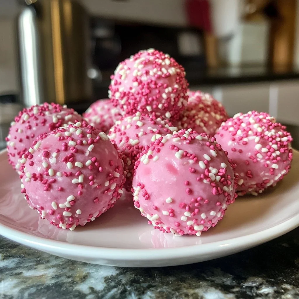 Pink protein balls packed with nutrition and flavor for a healthy snack.