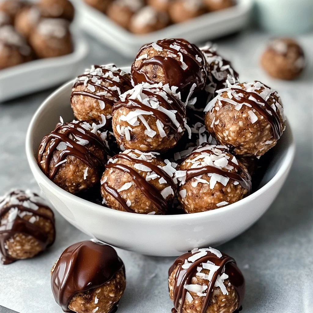 Delicious Samoa Cookie Protein Balls made with nutritious ingredients.