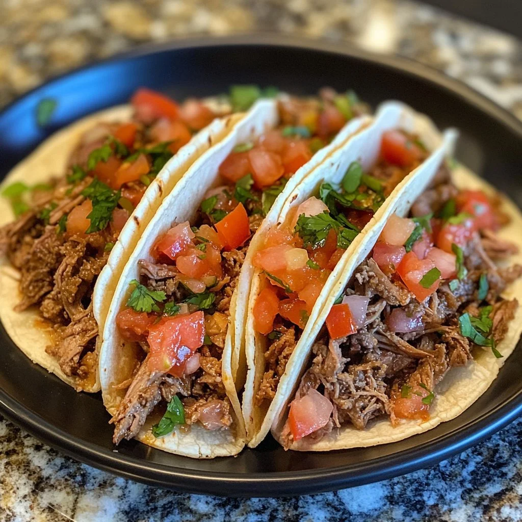 Delicious shredded venison tacos served with fresh toppings