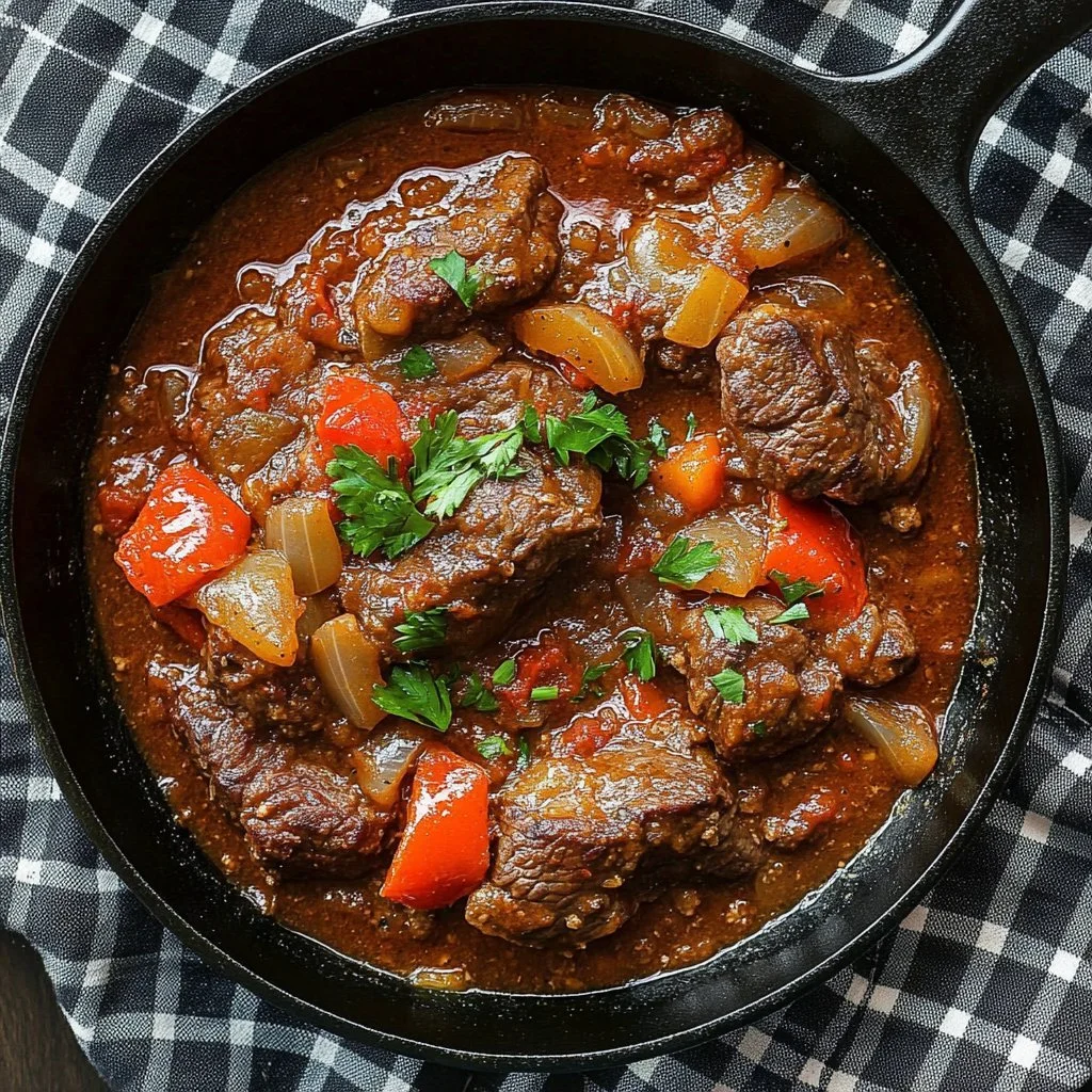 Slow Cooker Swiss Steak served with vegetables and gravy