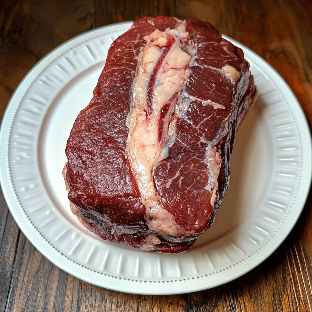 Slow cooker venison neck roast served with garnish