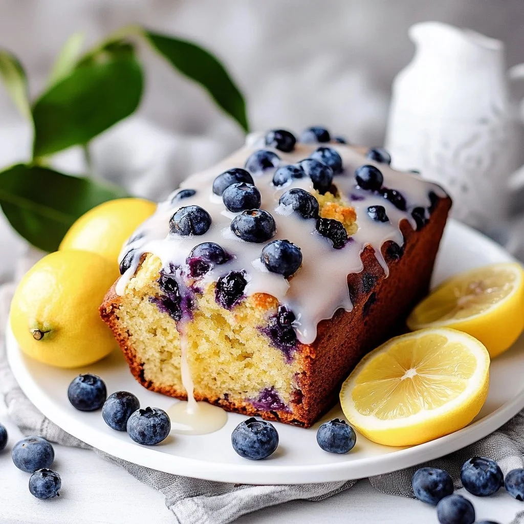 Sourdough Blueberry Lemon Quick Bread with blueberries and lemon zest