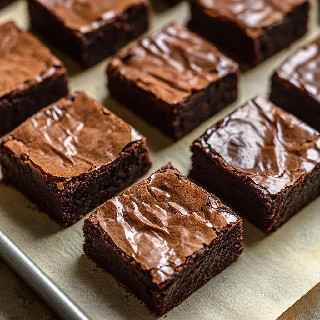 Delicious sourdough brownies made with sourdough discard, topped with chocolate