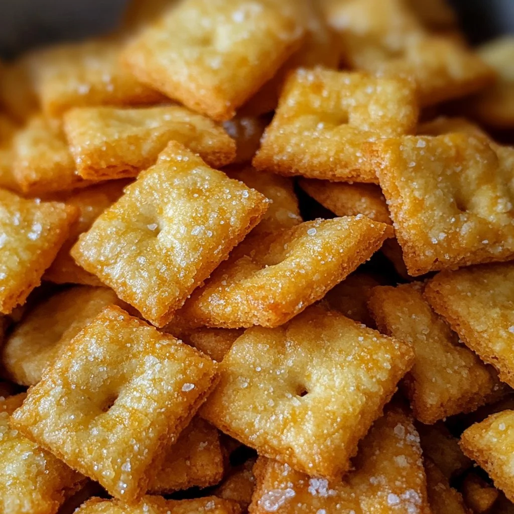 Homemade sourdough discard cheese crackers ready for snacking