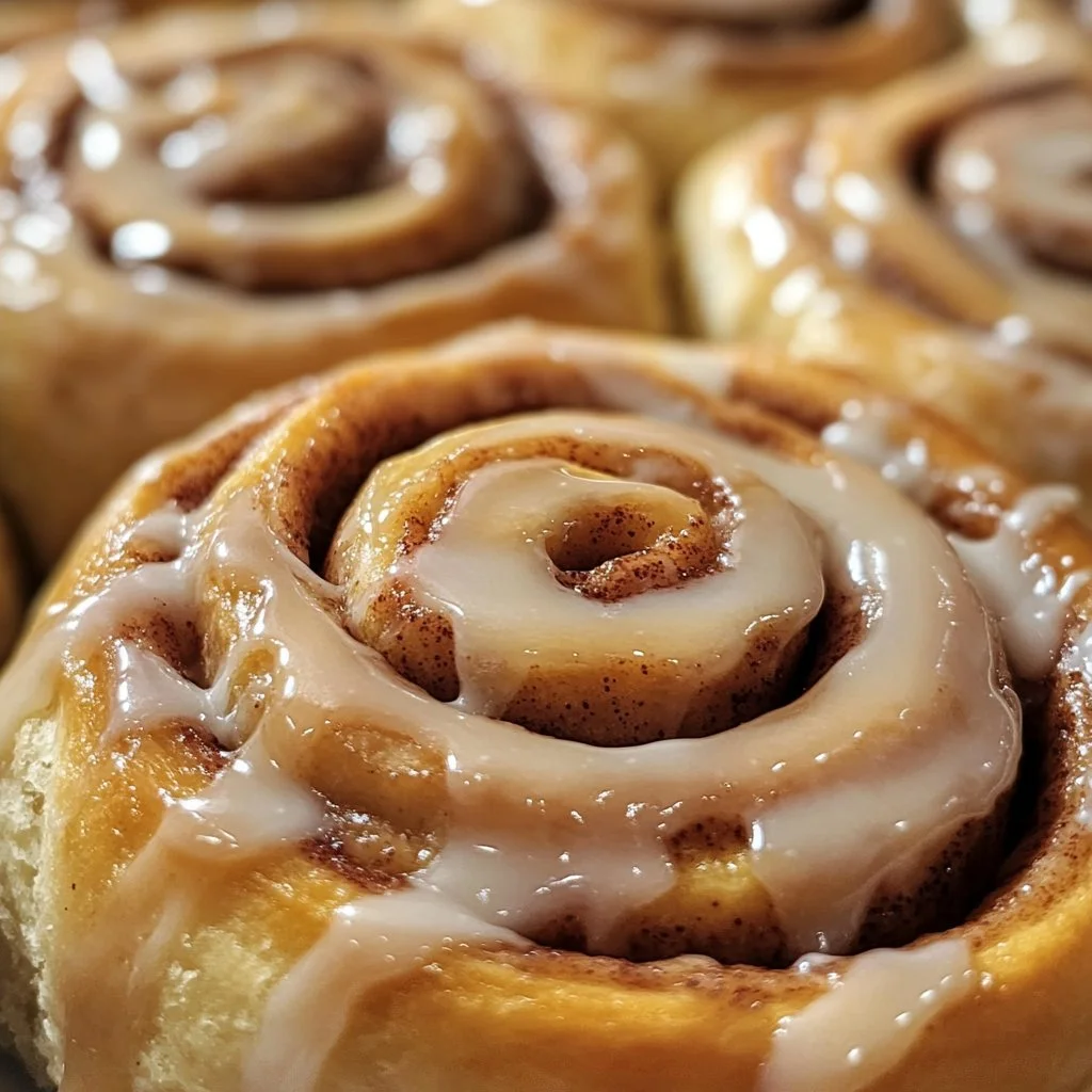 Freshly baked sourdough cinnamon rolls with gooey cinnamon filling