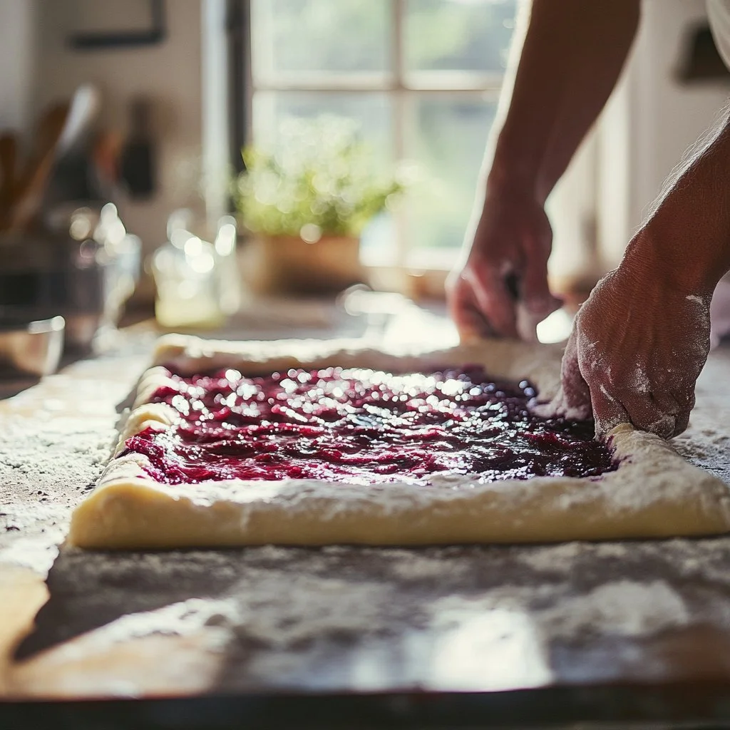 Freshly baked sourdough discard lemon blueberry rolls with a golden crust
