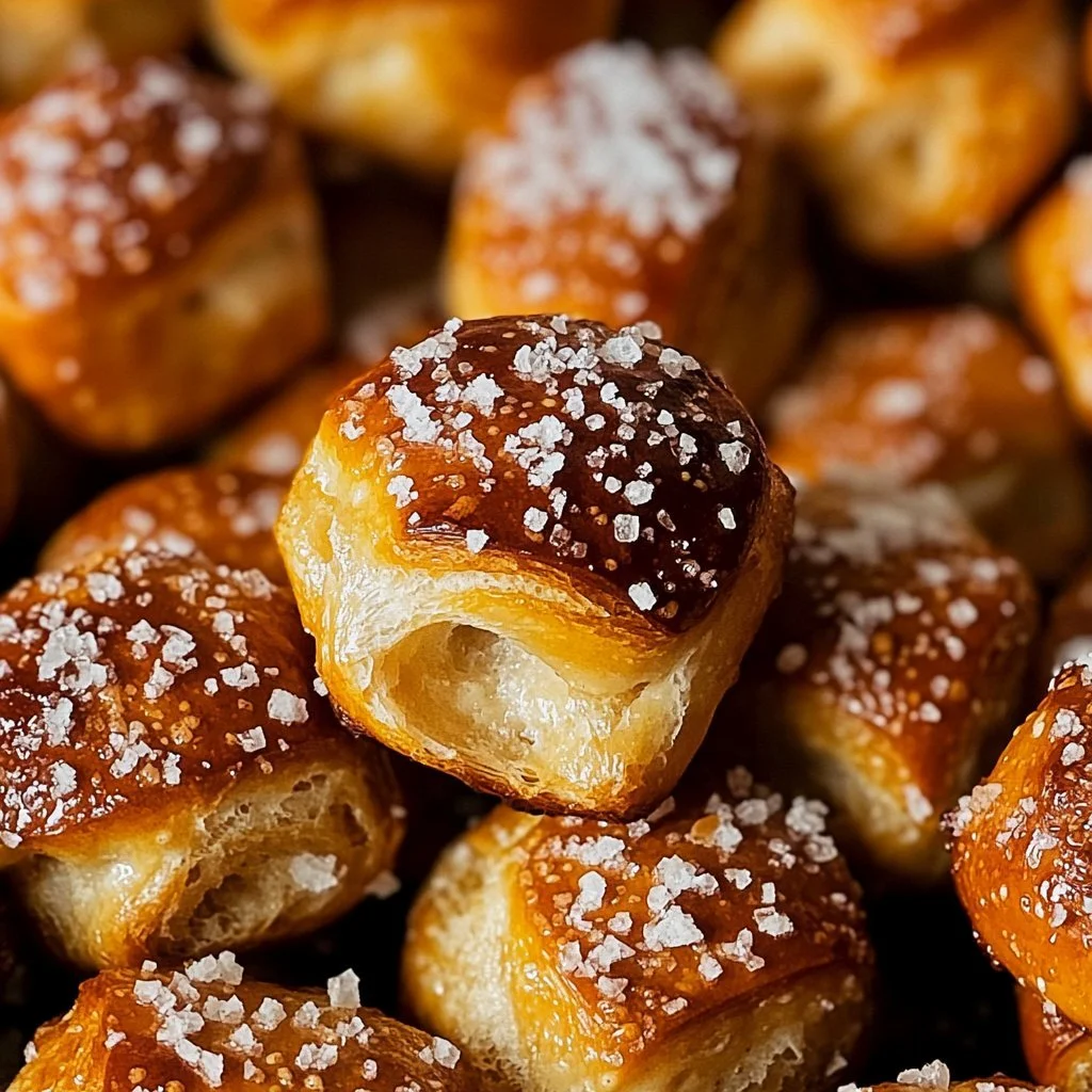 Delicious sourdough pretzel bites served with mustard for dipping