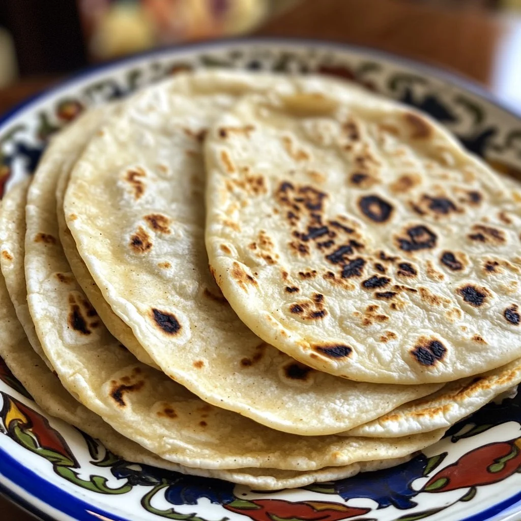 Homemade sourdough discard tortillas ready for serving.