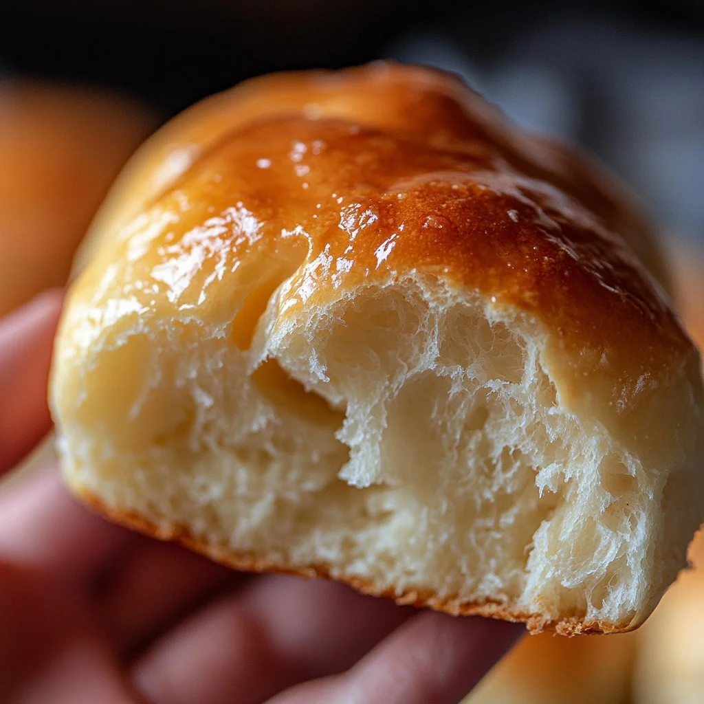 Freshly baked sourdough Hawaiian rolls on a wooden table