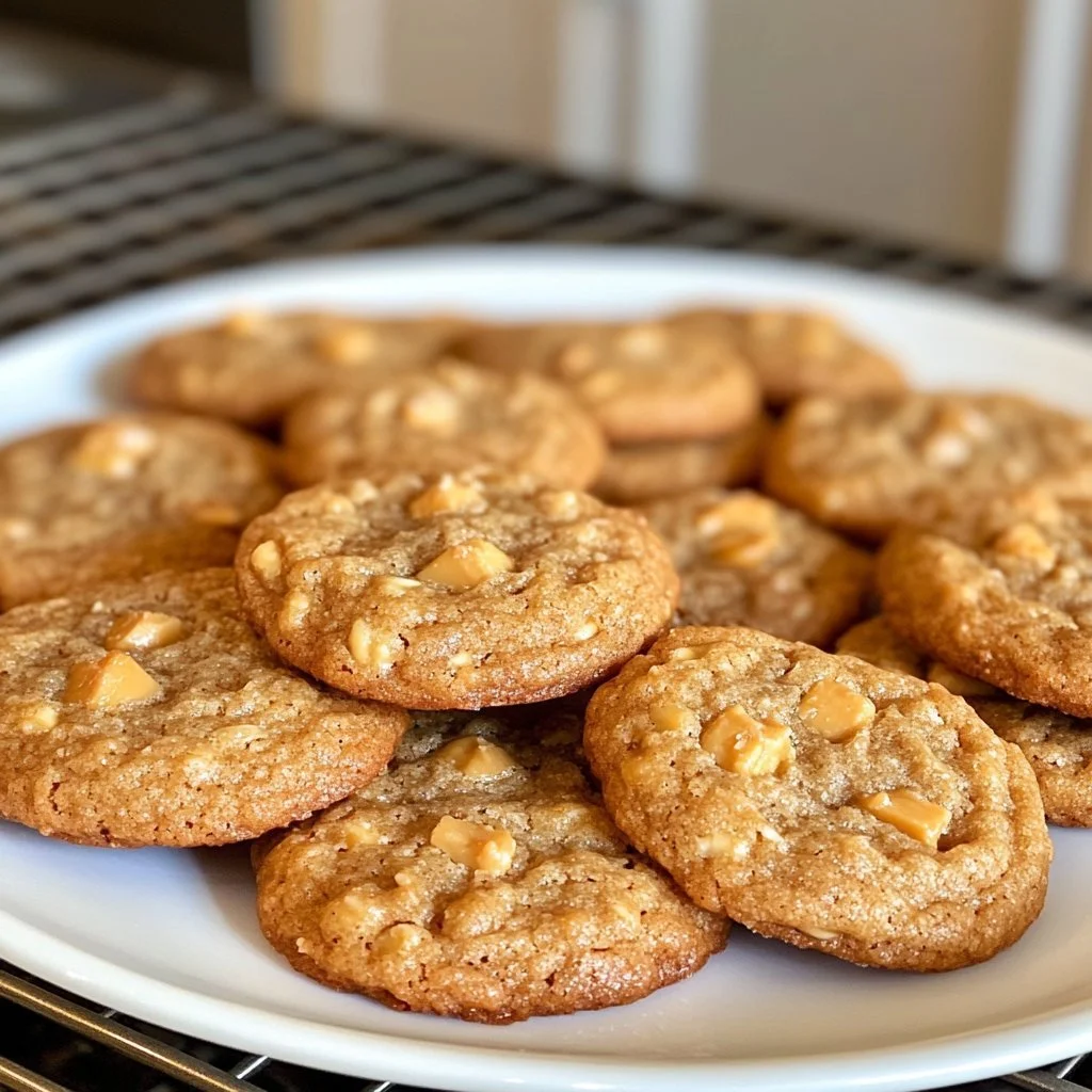 Delicious sourdough oatmeal butterscotch cookies on a rustic wooden table