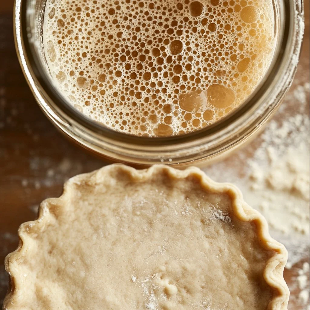Golden brown sourdough pie crust ready for filling.