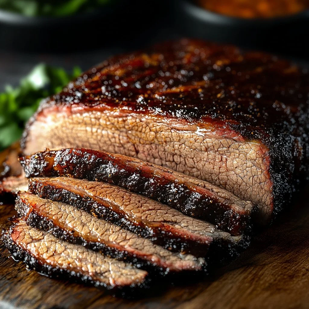 Delicious Texas Style Brisket with a smoky flavor and tender texture