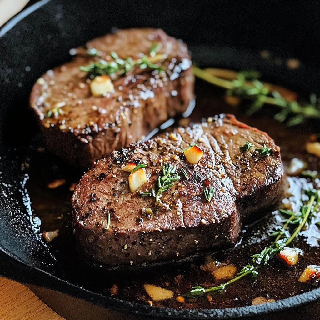 Grilled venison steak on a plate with herbs and spices for a gourmet meal