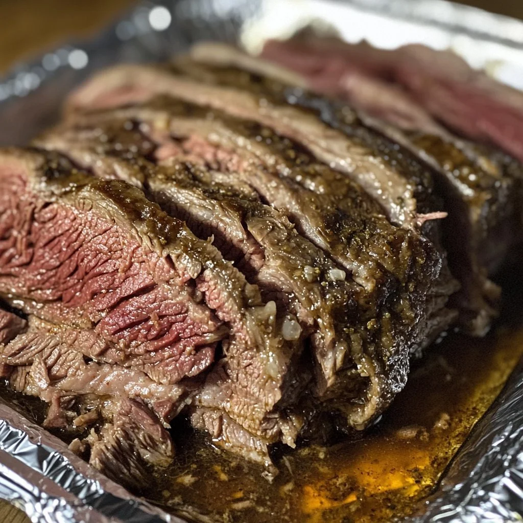 Deliciously prepared viral Chuck Roast served on a plate with vegetables