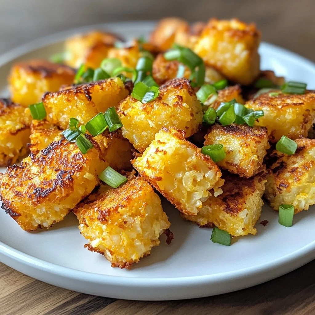 Crispy Air Fryer Cauliflower Hash Browns ready to serve