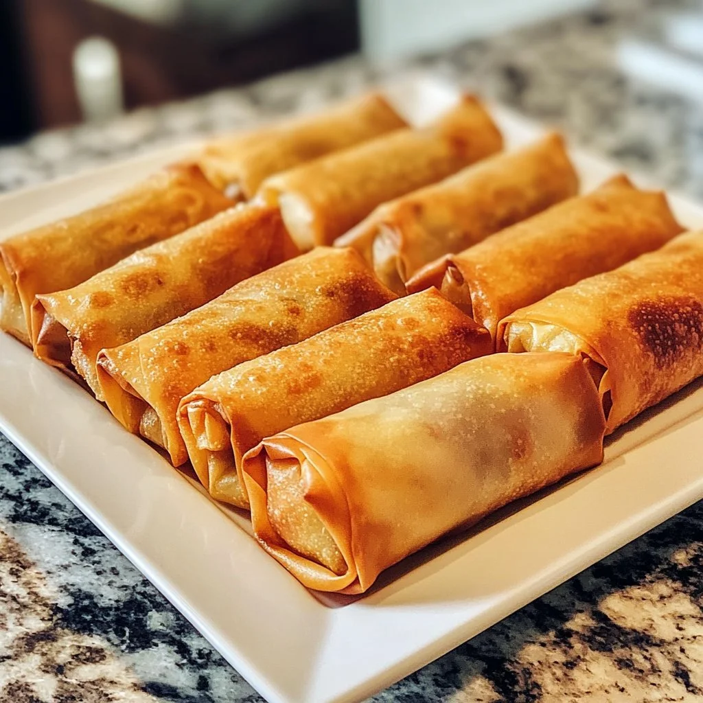 Crispy air fryer spring rolls served with dipping sauce on a plate