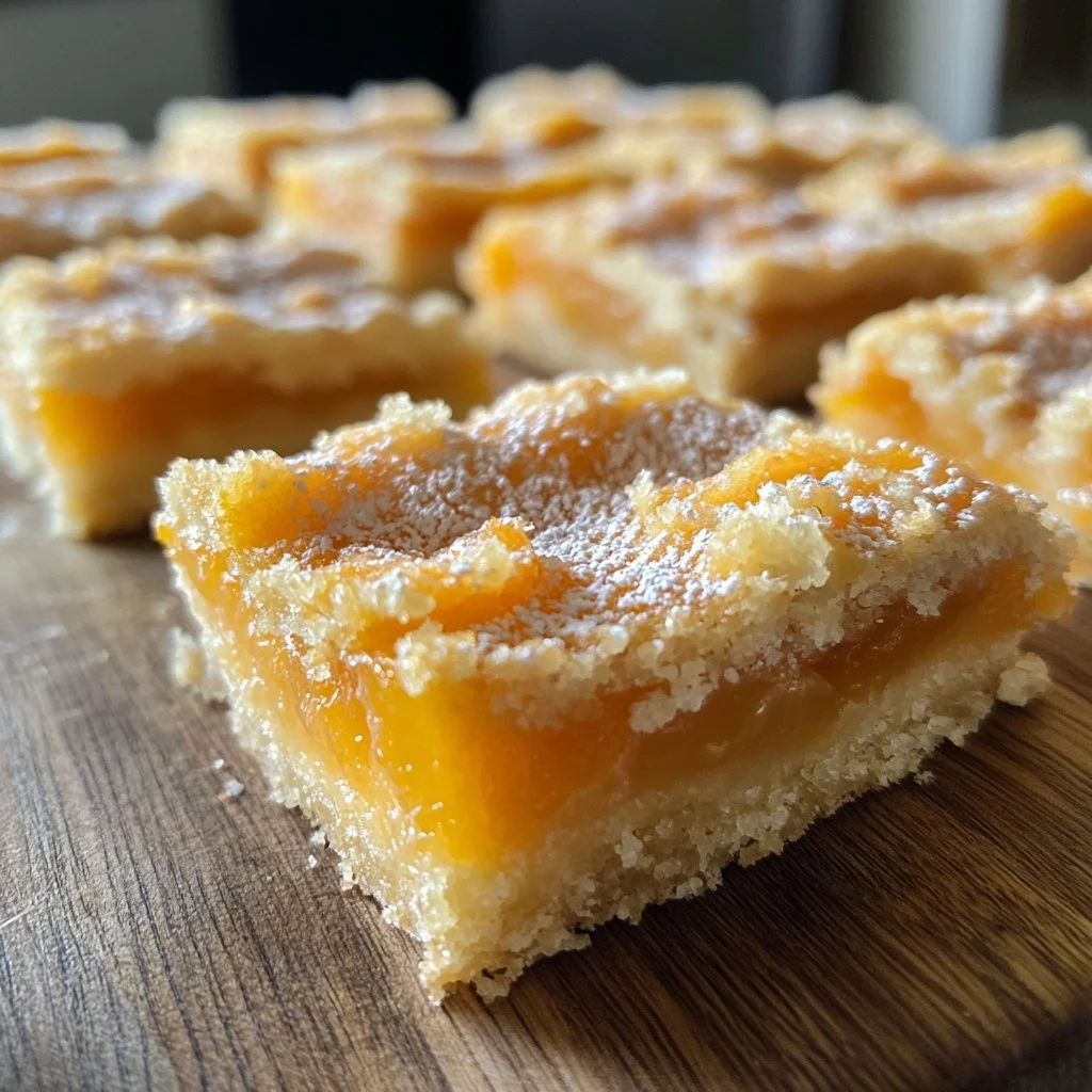 Delicious apricot shortbread bars with a buttery crust and sweet apricot filling