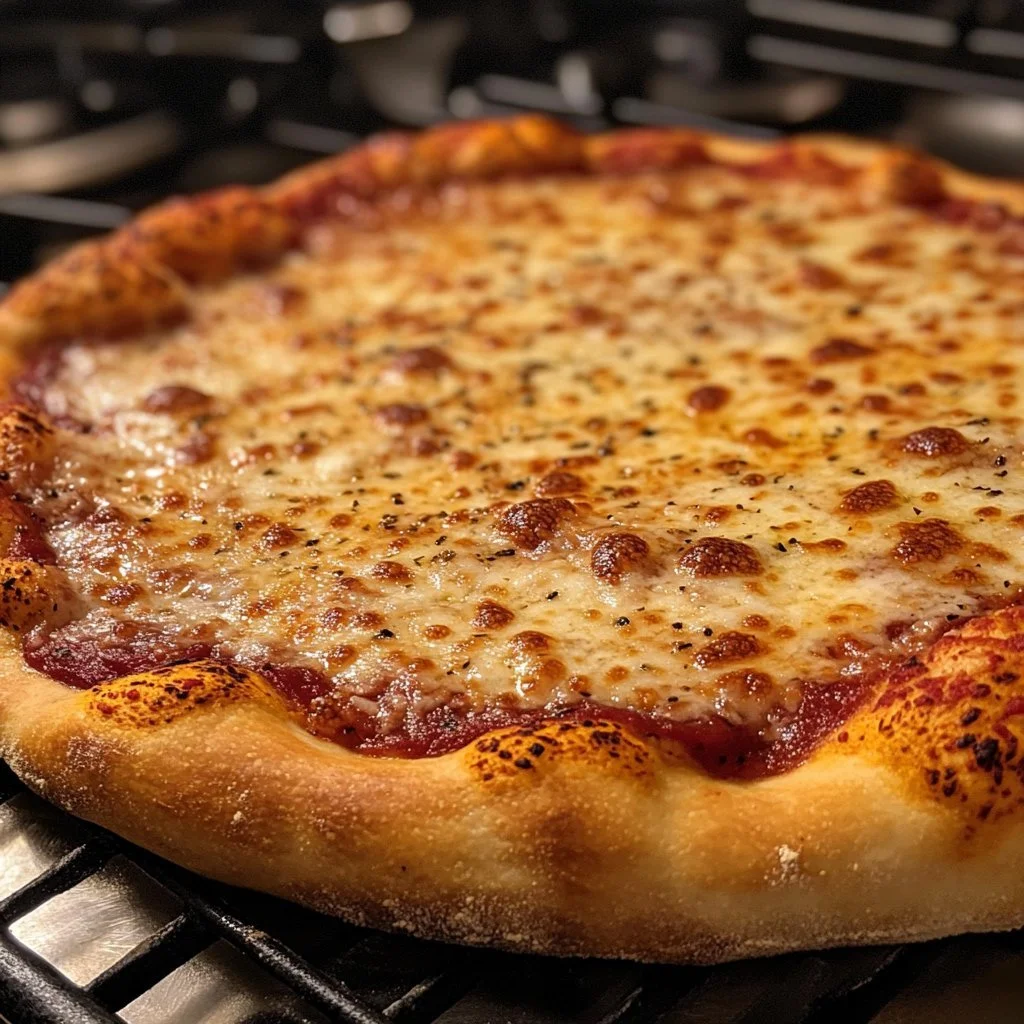 A freshly prepared artisan pizza dough ready for baking.