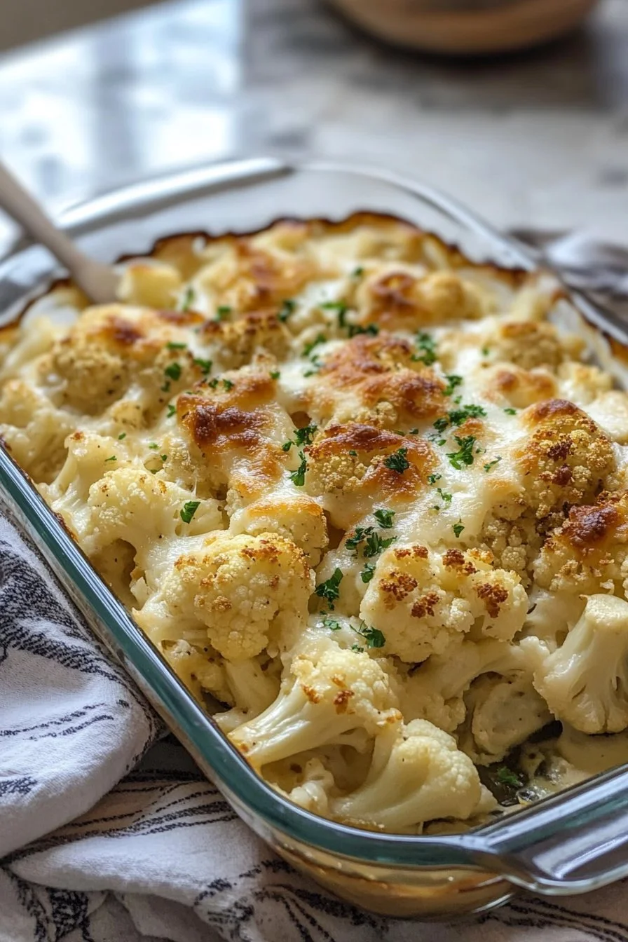 Baked Cauliflower with Gruyère and Caramelized Onions