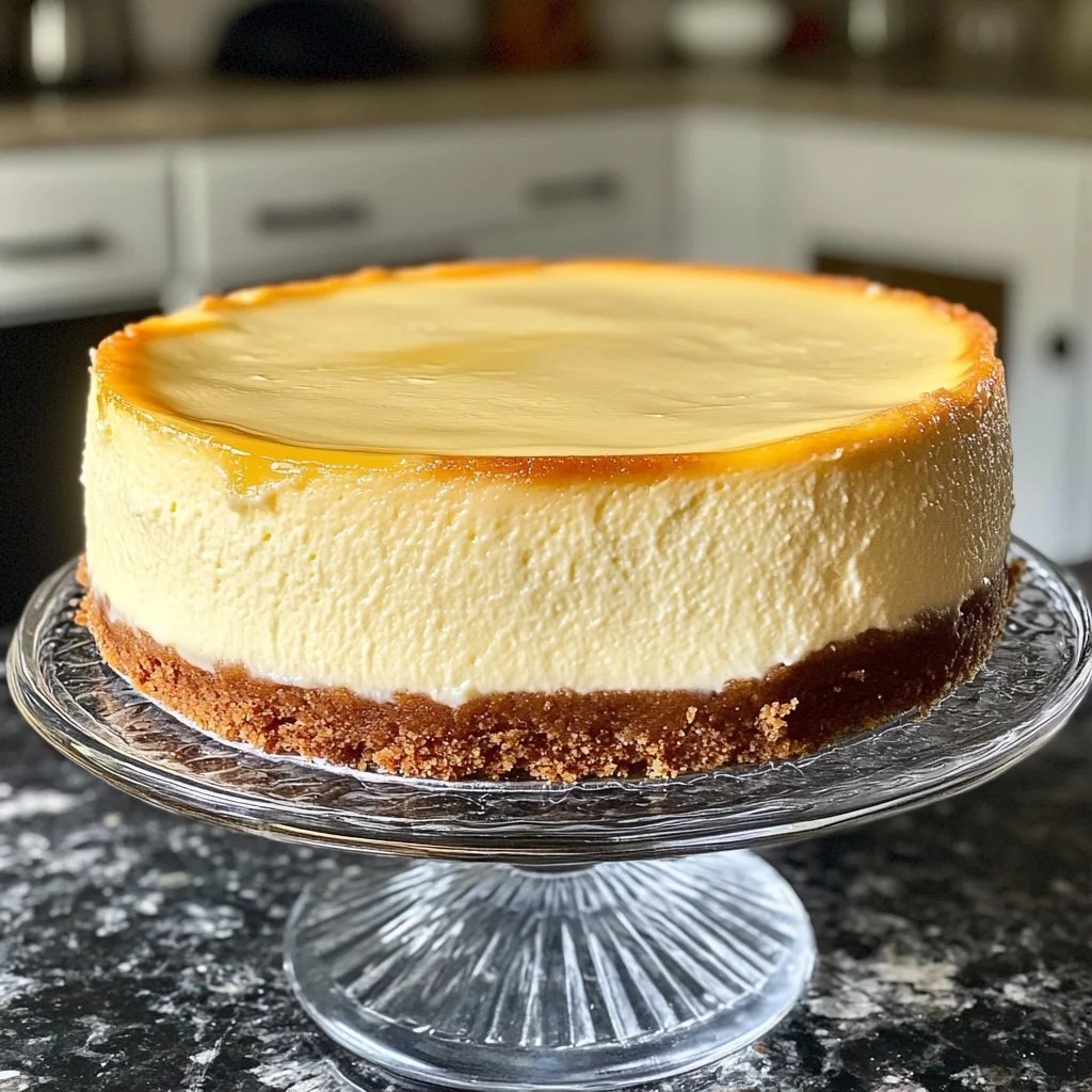 Delicious New York Style Cheesecake slice on a plate with fresh berries