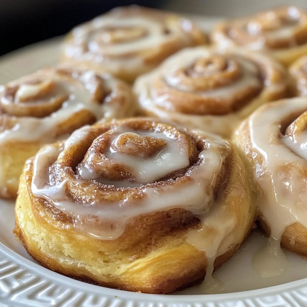 Delicious sourdough discard cinnamon rolls topped with icing