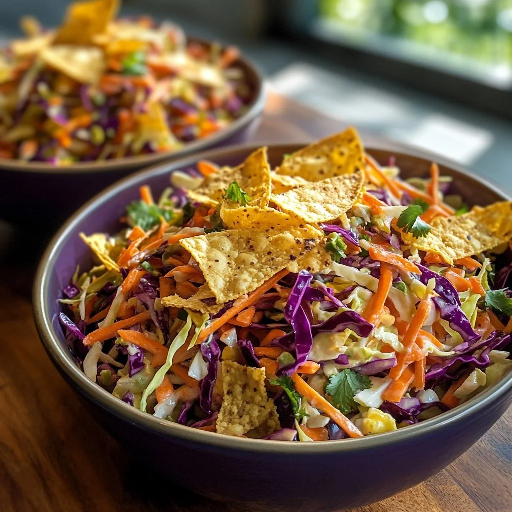 Bold and flavor-packed coleslaw served in a bowl