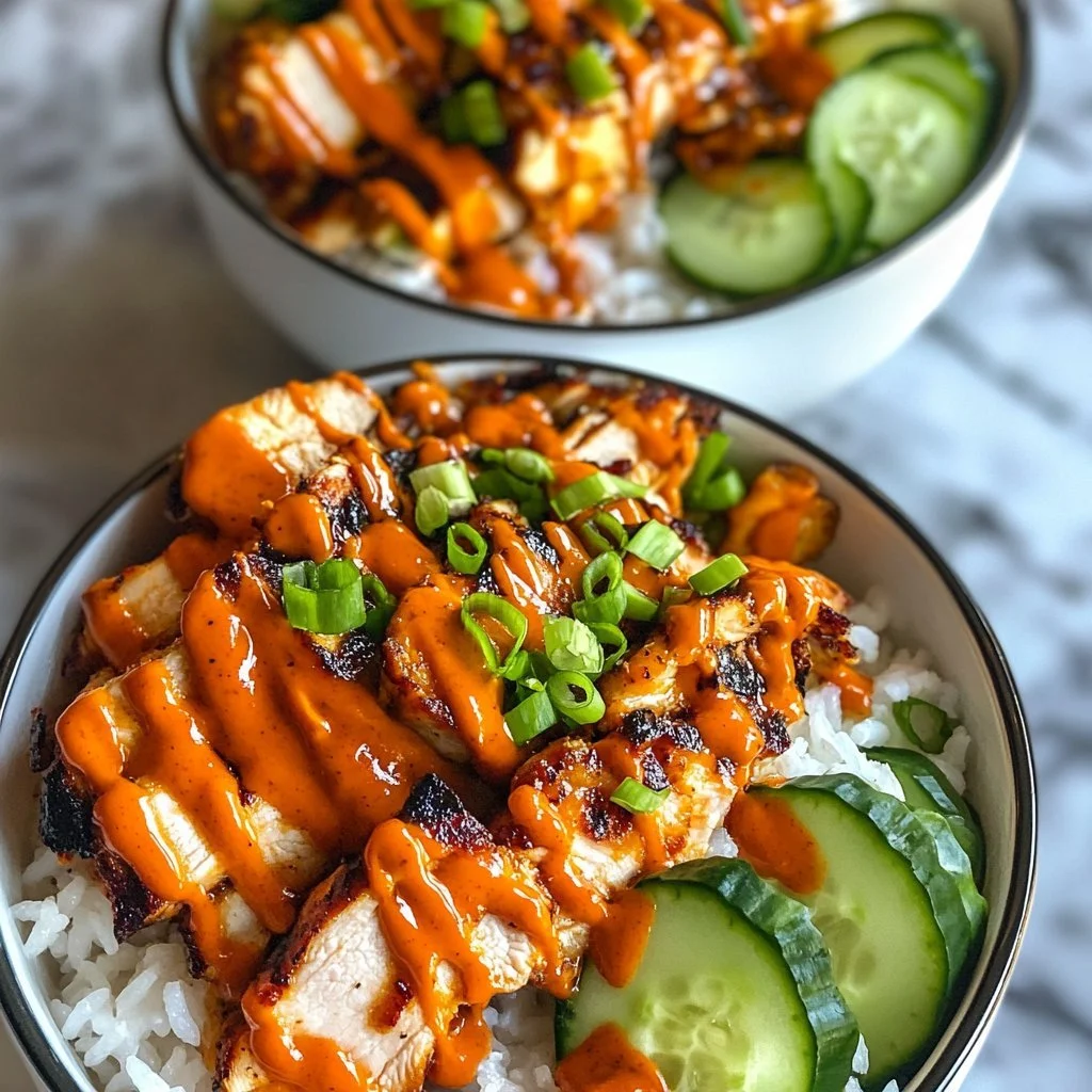 Savory Buffalo Chicken Bowls with toppings and fresh ingredients