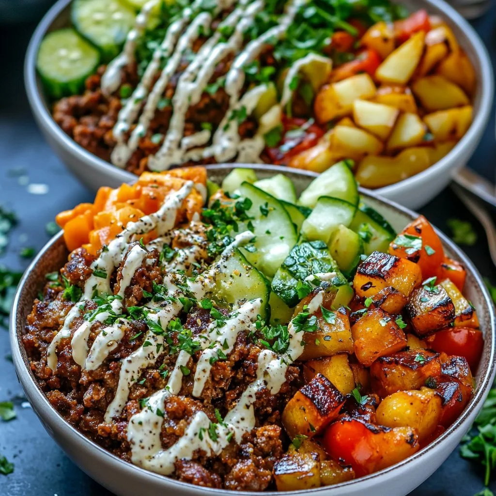Delicious and healthy Burger Bowls featuring fresh ingredients