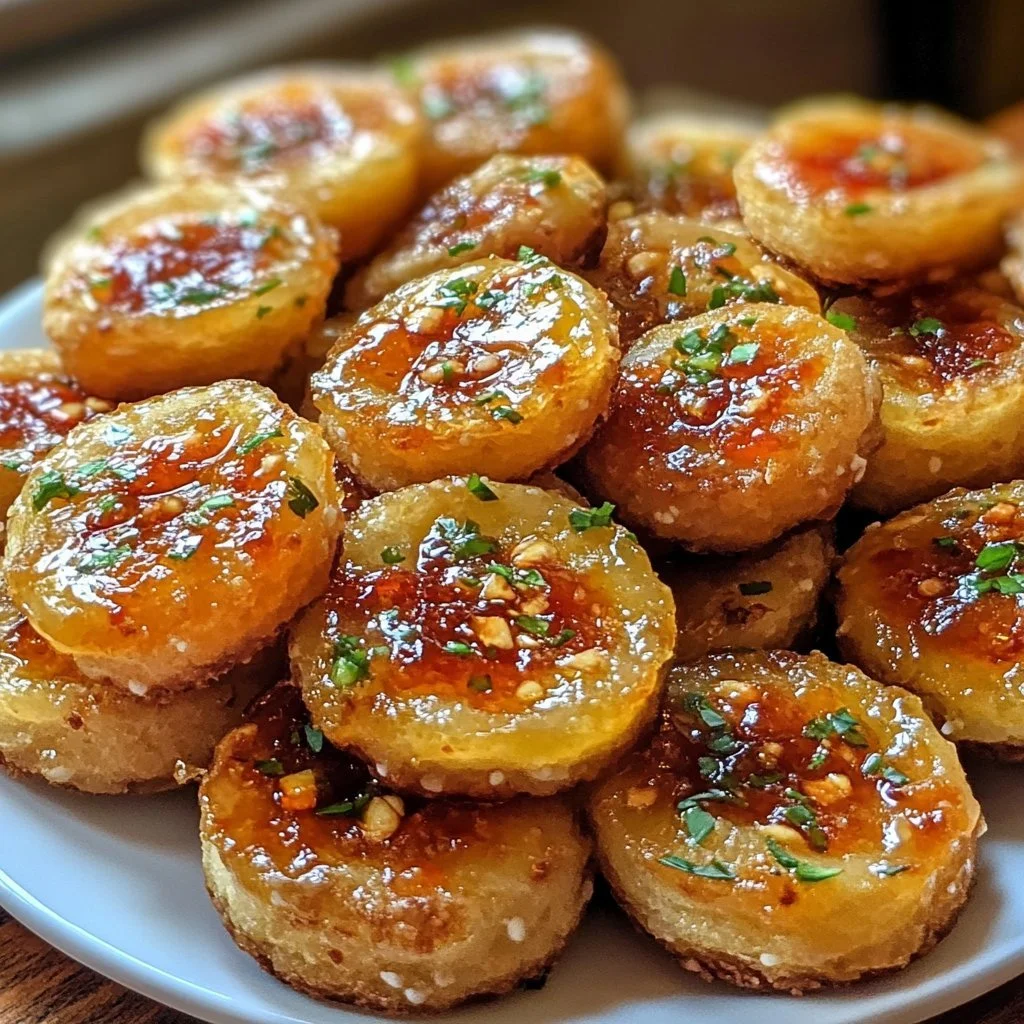 Cheesy thumbprint appetizers topped with hot pepper jelly on a serving platter.
