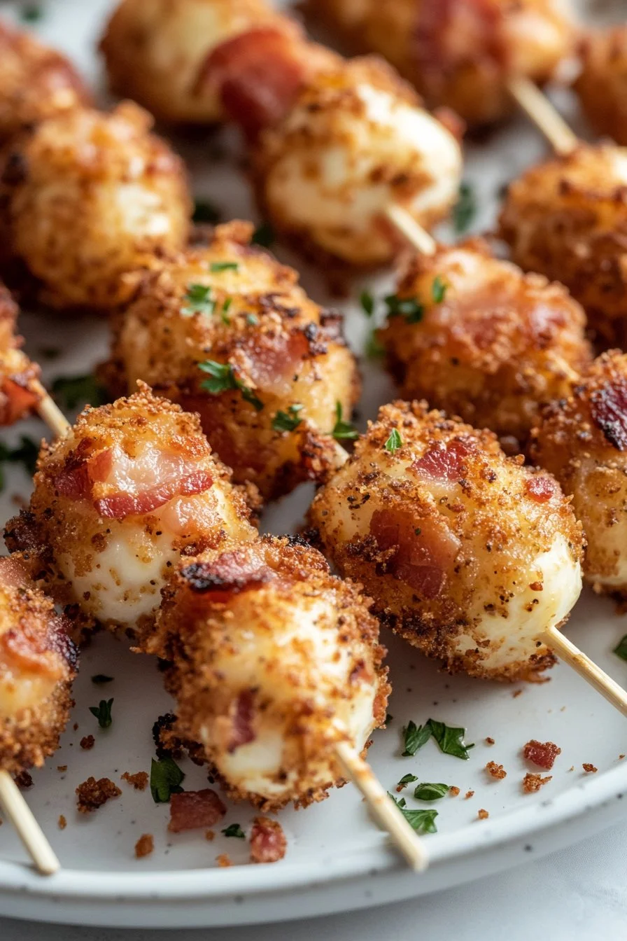 Crispy Bacon Mozzarella Poppers