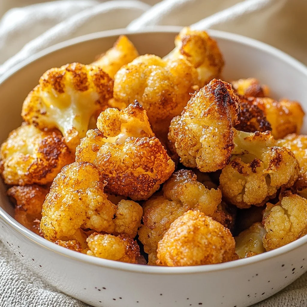 Crispy deep-fried vegan cauliflower nuggets served on a plate