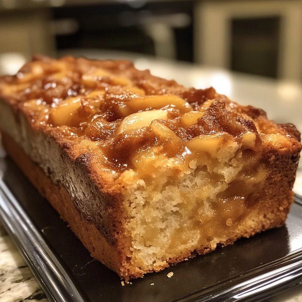 Delicious homemade easy Amish apple fritter bread with glazed topping